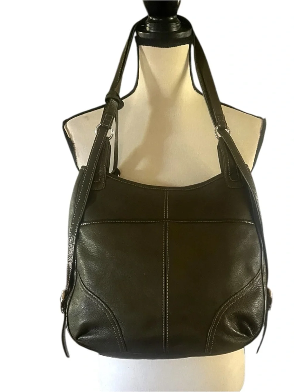 Brighton Donatella Convertible Green Leather shoulder Bag/Backpack